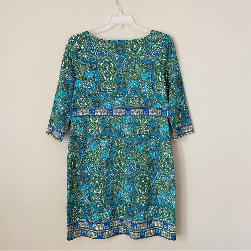 Talbots Paisley Knit 3/4 Sleeve Dress - 14 - Picture 2 of 10